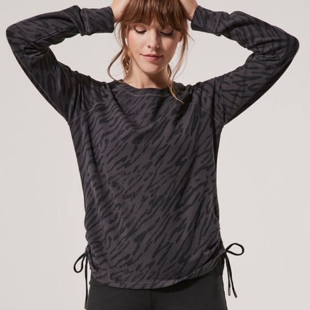 Pact Organic Cotton Tonal Zebra Cinch Side Tie Sweatshirt